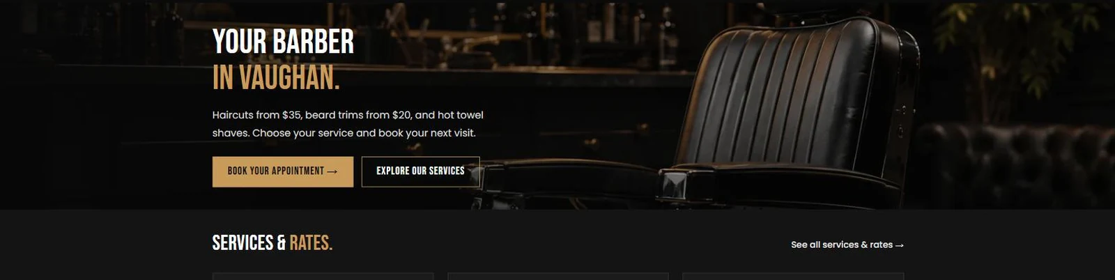 Mega Barbers homepage hero — Your barber in Vaughan