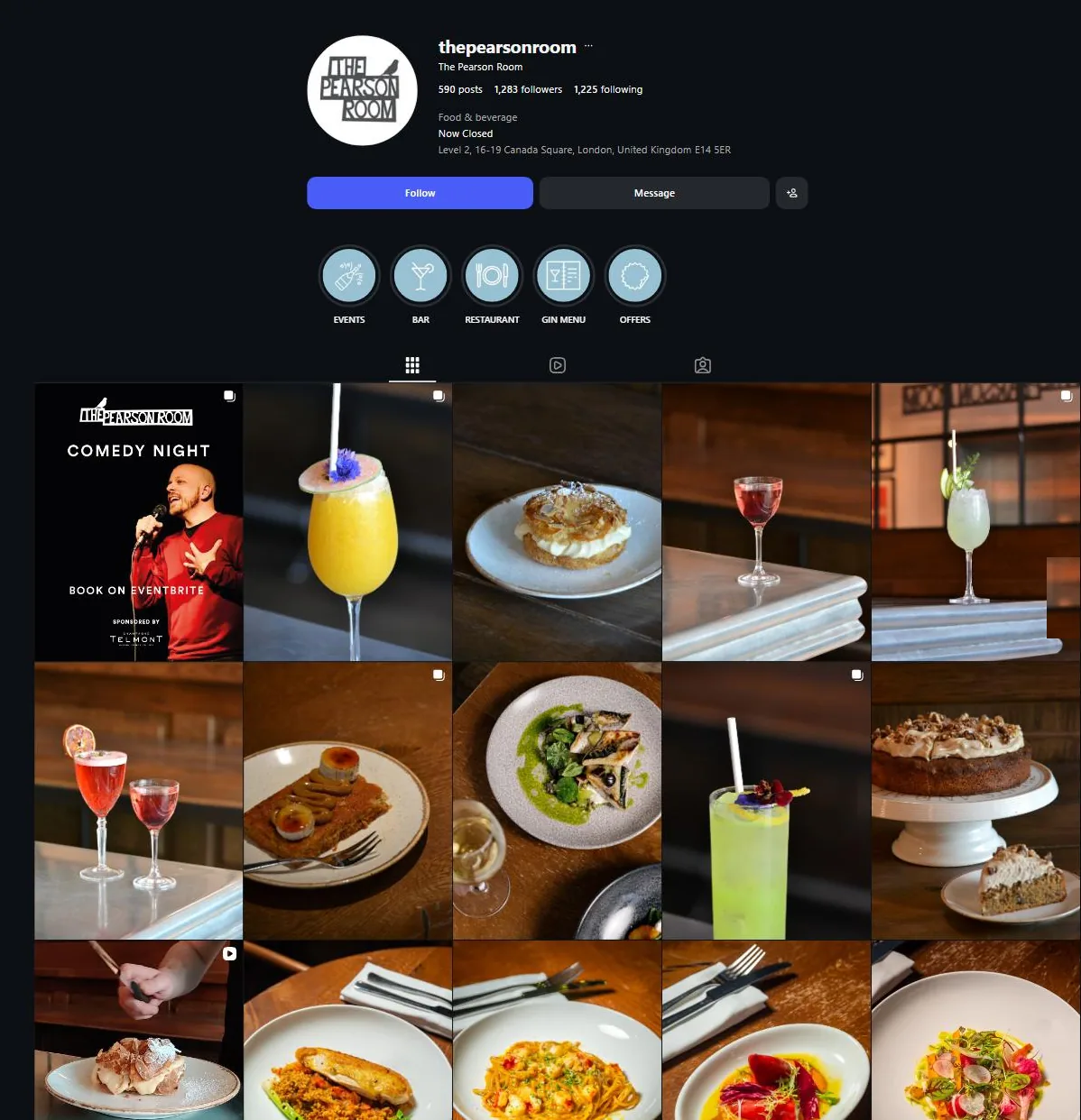 The Pearson Room Instagram feed